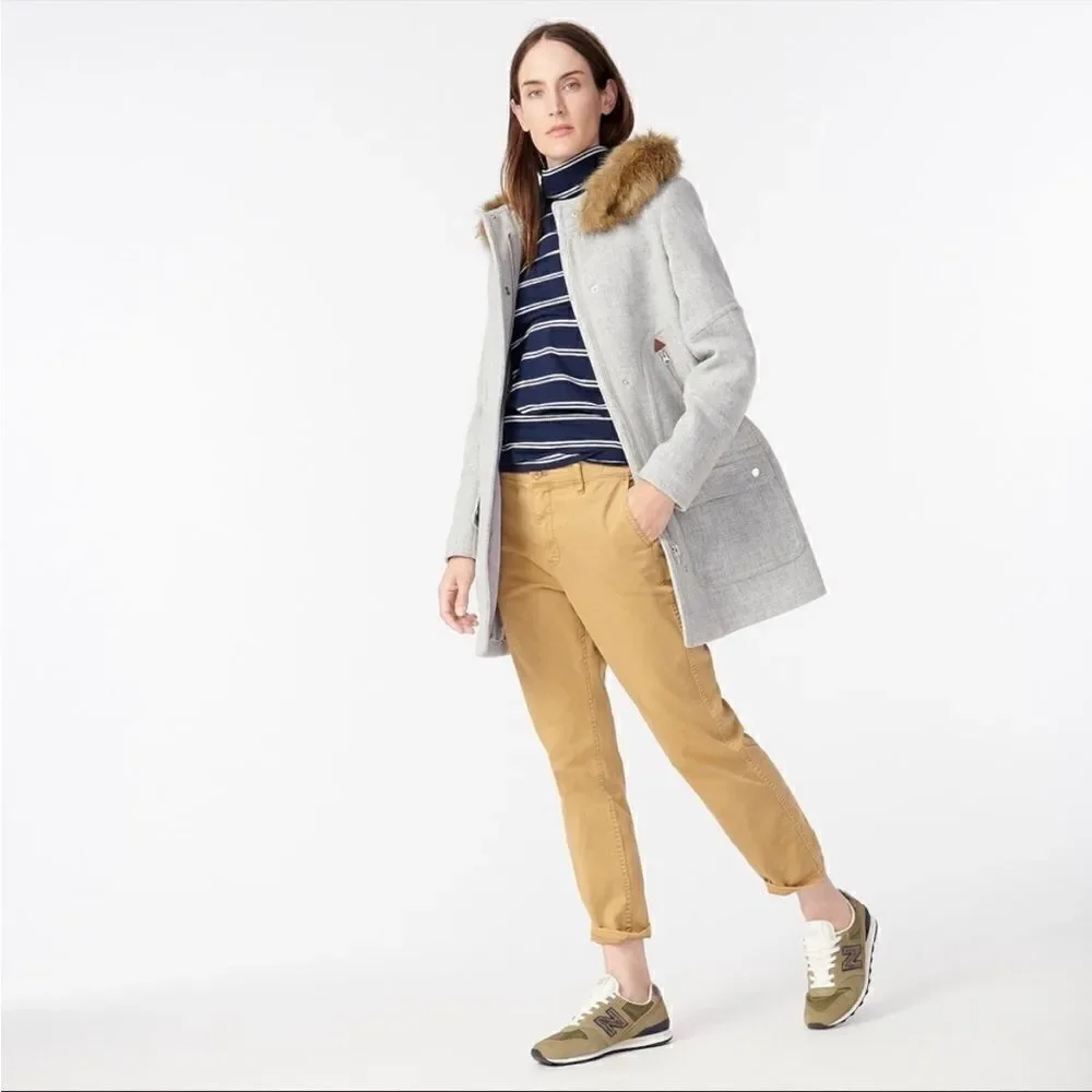 J Crew Chateau Parka Italian Stadium Cloth Grey 2P